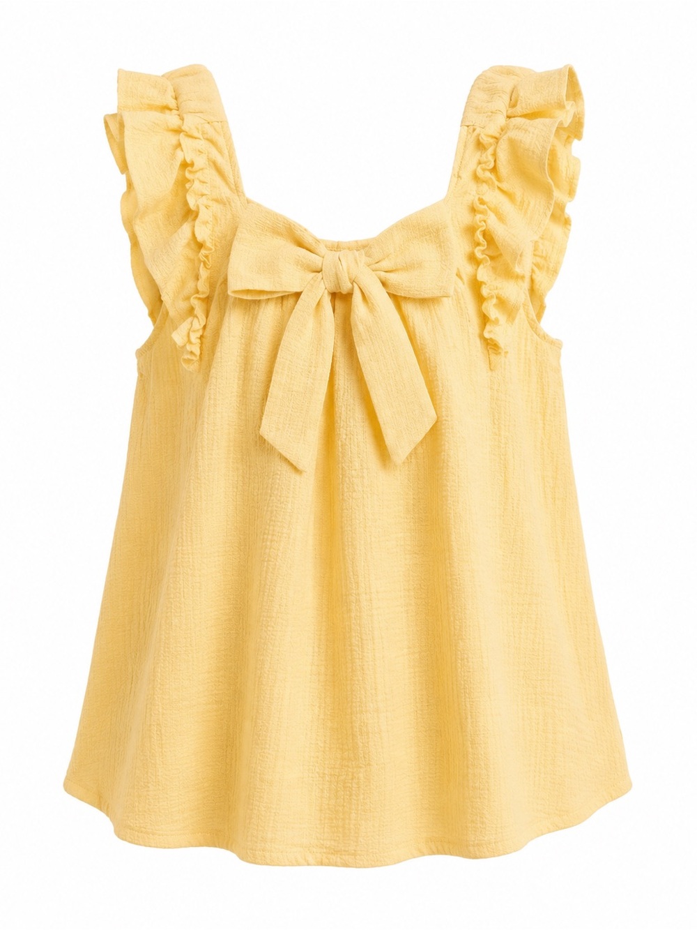 Butter Yellow Bow Sleeveless Top